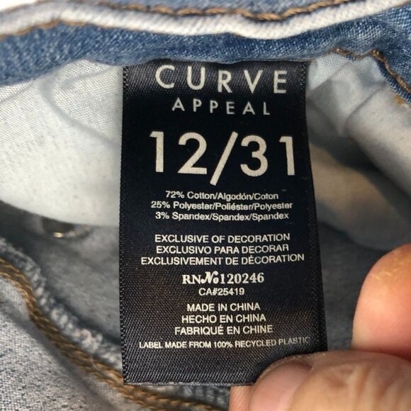 Curve Apparel Womens Jeans Size 12/31 Blue Denim High-Rise Essential Skinny Leg - Picture 3 of 14